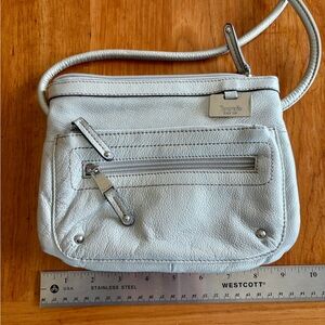 Tignanello Silver Leather Crossbody Bag